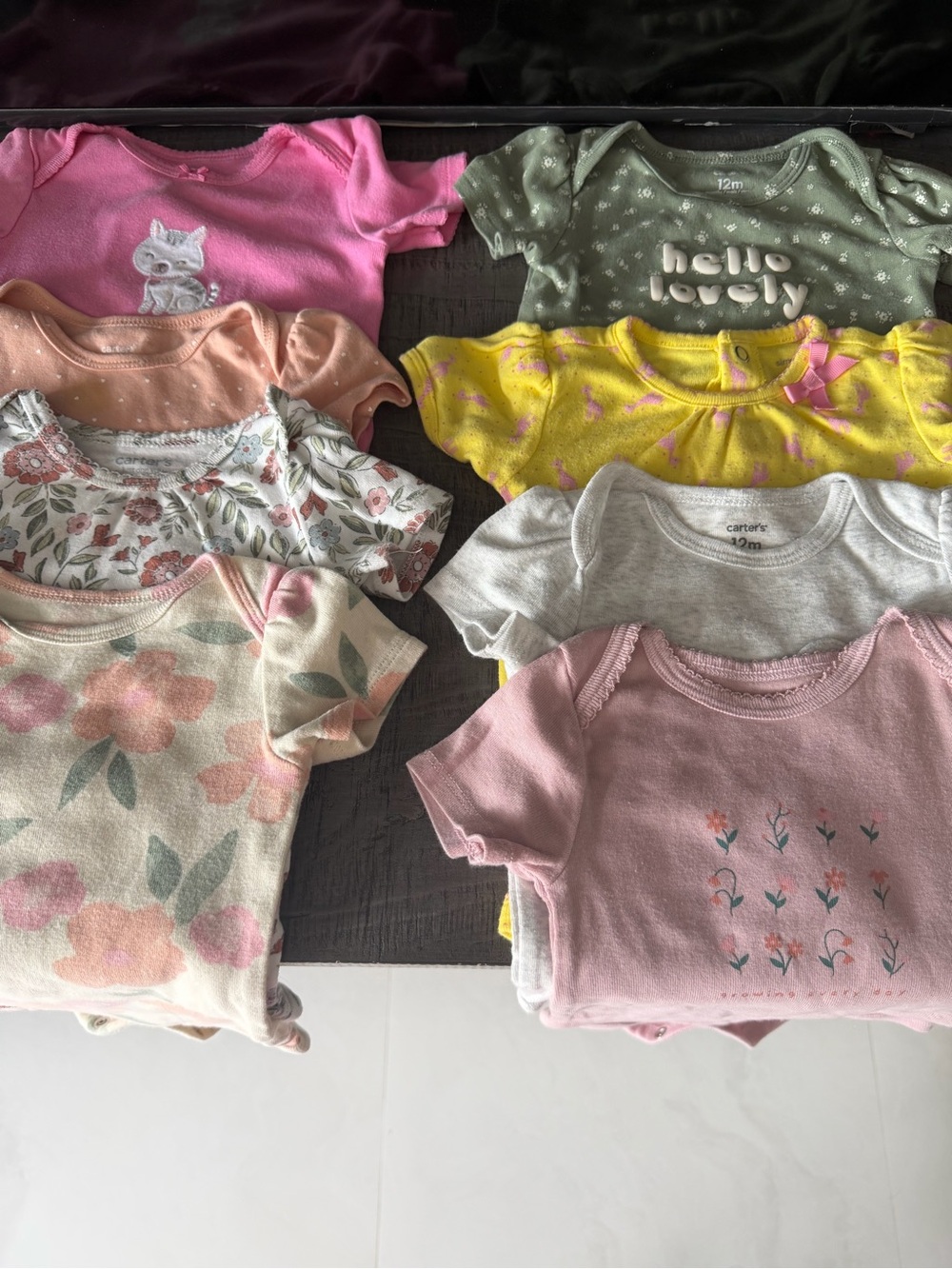 Carter's Mixed Pastel Baby Bodysuit Set - Pink, Yellow, Green, Gray, Cream